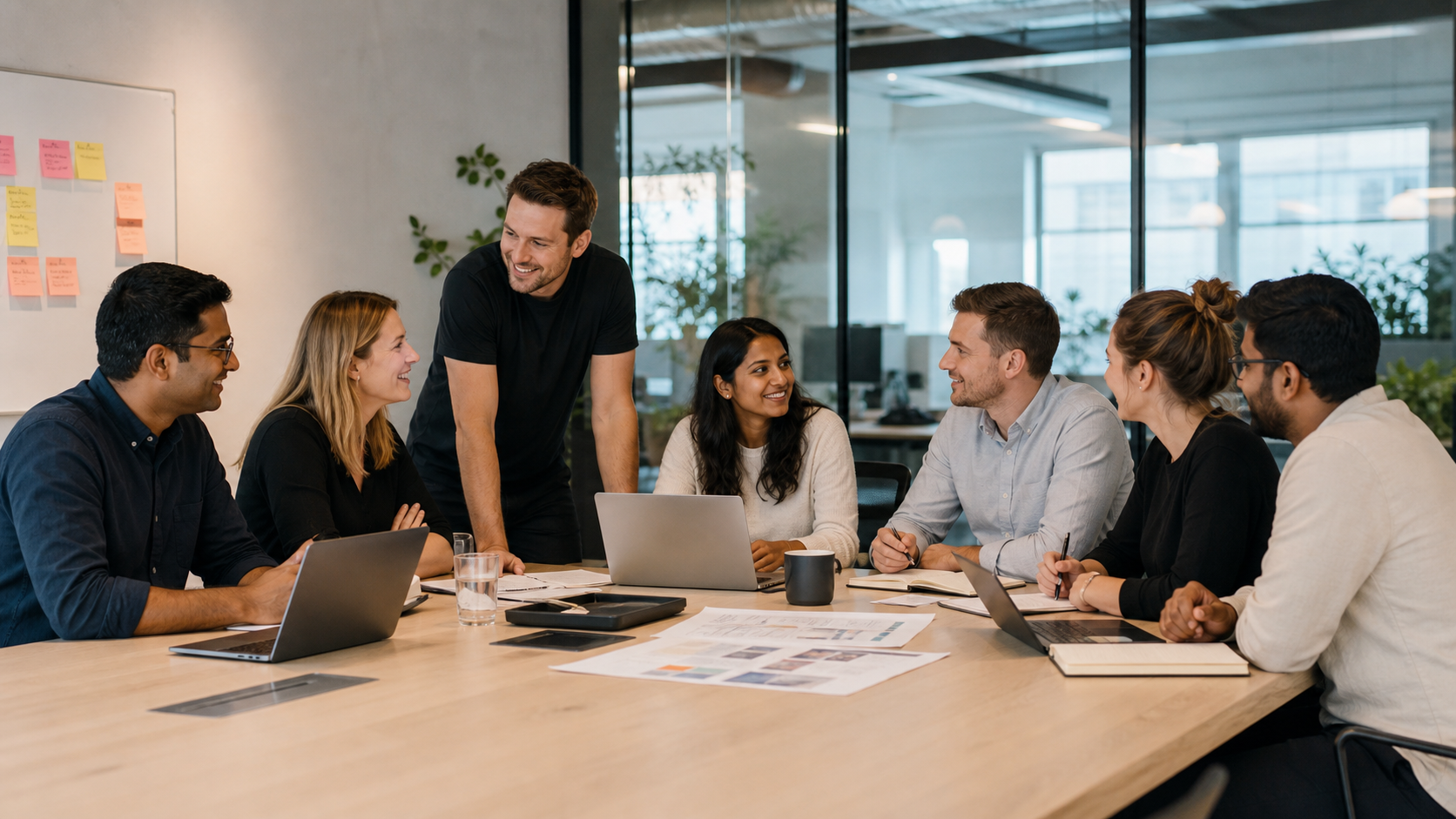 A mixed Australian digital team collaborating in a modern workplace